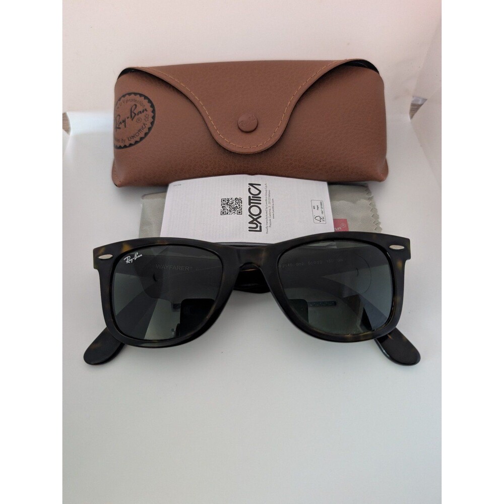 Ray-Ban RB2140 Original Wayfarer Sunglasses 902 Tortoise Green G-15 50mm Italy